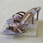 Aquazzura Crystal-Embellished Open-Toe High-Heel Mules Lavender
