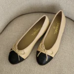 CHANEL Lambskin CC Ballet Flats Beige 2
