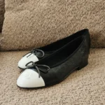 CHANEL Lambskin CC Ballet Flats Black