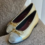 CHANEL Lambskin CC Ballet Flats Gold