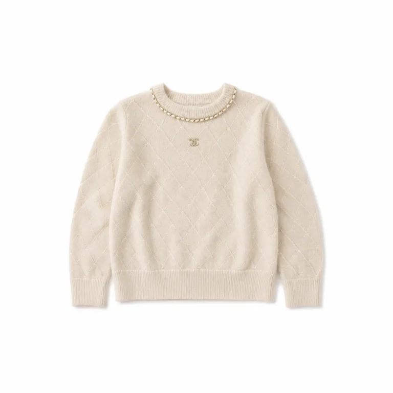 Chanel Diamond Quilted Chain-Trim Knit Pullover