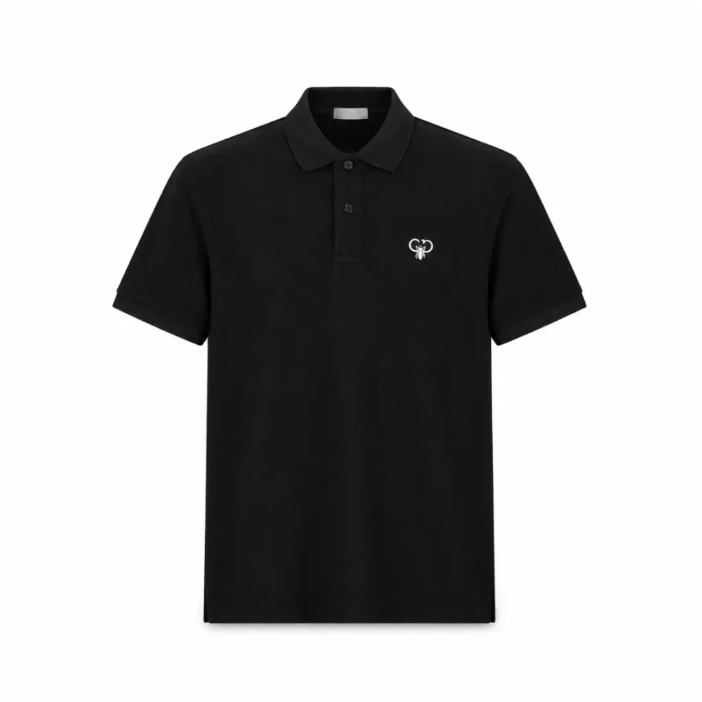 DIOR CD Bee Embroidered Cotton Piqué Polo Shirt