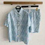 FENDI FF Jacquard Shirt & Shorts Set Light Blue 2