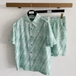 FENDI FF Jacquard Shirt & Shorts Set Pastel Green