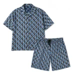 FENDI FF Logo Print Short-Sleeve Shirt & Drawstring Shorts Set Main Pic