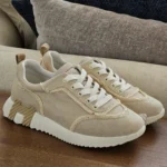 Hermès Bouncing Sneaker in Fringed Canvas Beige 3