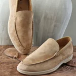 Loro Piana Summer Walk Suede Loafers Beige