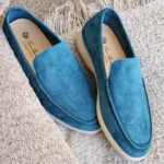 Loro Piana Summer Walk Suede Loafers Blue