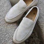 Loro Piana Summer Walk Suede Loafers White