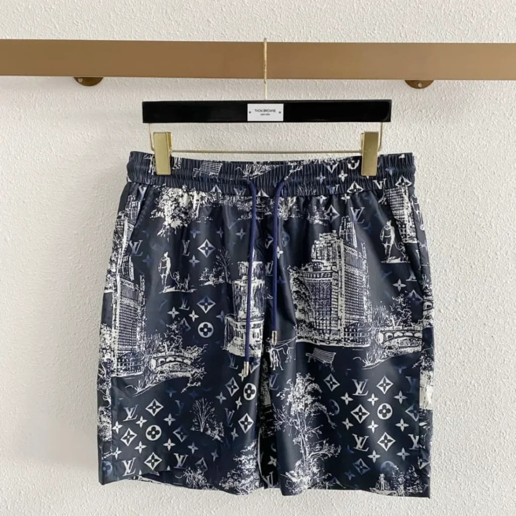 Louis Vuitton Monogram Toile de Jouy Shirt & Shorts Set Navy Blue