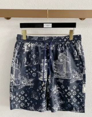Louis Vuitton Monogram Toile de Jouy Shirt & Shorts Set Navy Blue