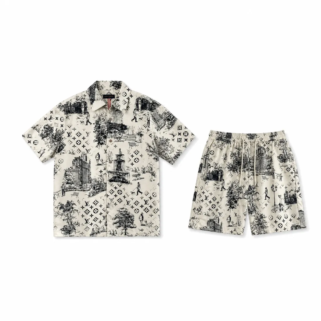 Louis Vuitton Monogram Toile de Jouy Shirt & Shorts Set Louis Vuitton Monogram Toile de Jouy