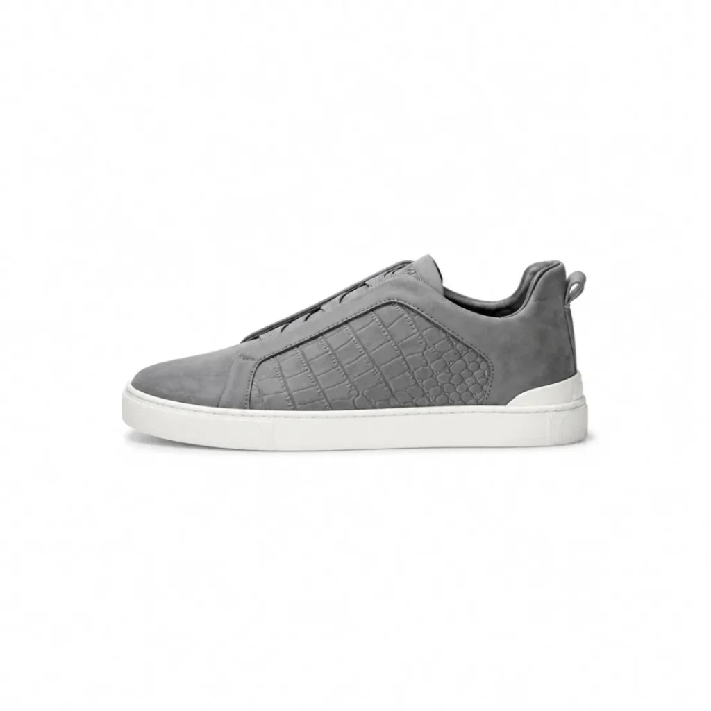 ZEGNA Triple Stitch Alligator & Nubuck Leather Sneakers