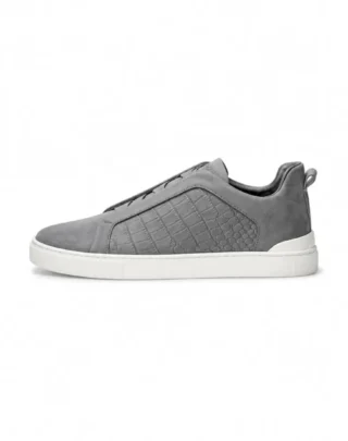 ZEGNA Triple Stitch Alligator & Nubuck Leather Sneakers