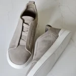 ZEGNA Triple Stitch Alligator & Nubuck Leather Sneakers Beige 2