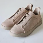 ZEGNA Triple Stitch Alligator & Nubuck Leather Sneakers Rose Beige 2