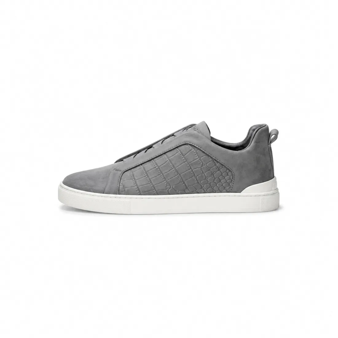ZEGNA Triple Stitch Alligator & Nubuck Leather Sneakers