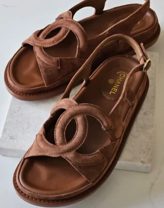 Chanel Suede Calfskin CC Slide Sandals 2