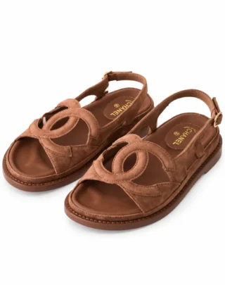 Chanel Suede Calfskin CC Slide Sandals