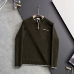 Dior Ribbed Henley Sweater Dark Olive