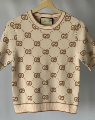 Gucci GG Monogram Short-Sleeve Beige