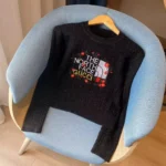 Gucci x The North Face Embroidered Cable-Knit Sweater Black