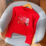 Gucci x The North Face Embroidered Cable-Knit Sweater red