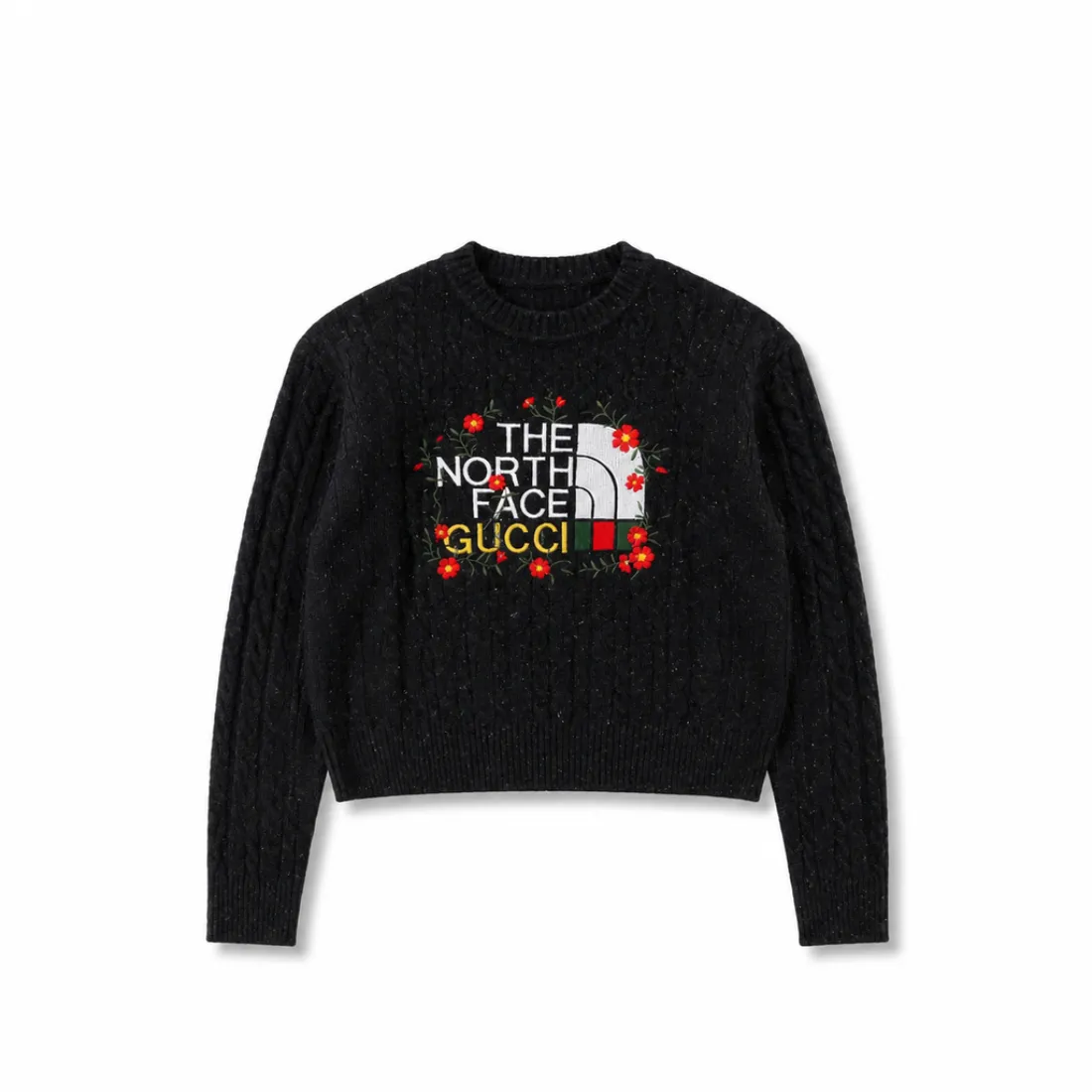 Gucci x The North Face Embroidered Cable-Knit Sweater Gucci x The North Face Embroidered