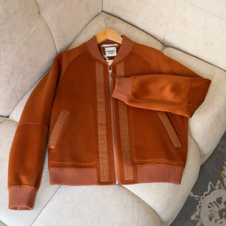 Hermès Harness Motif Leather-Patch Bomber Jacket 1