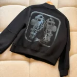 Hermès Harness Motif Leather-Patch Bomber Jacket Black