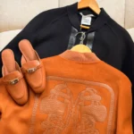 Hermès Harness Motif Leather-Patch Bomber Jacket MC