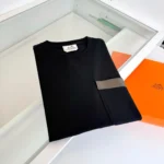 Hermès Leather Detail Pocket T-Shirt Black 2