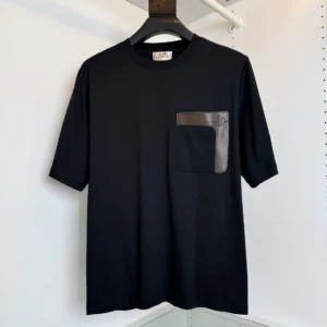 Hermès Leather Detail Pocket T-Shirt Black 3