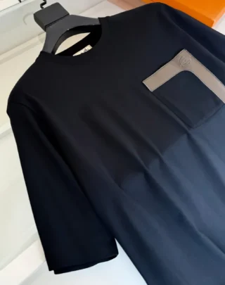 Hermès Leather Detail Pocket T-Shirt Black