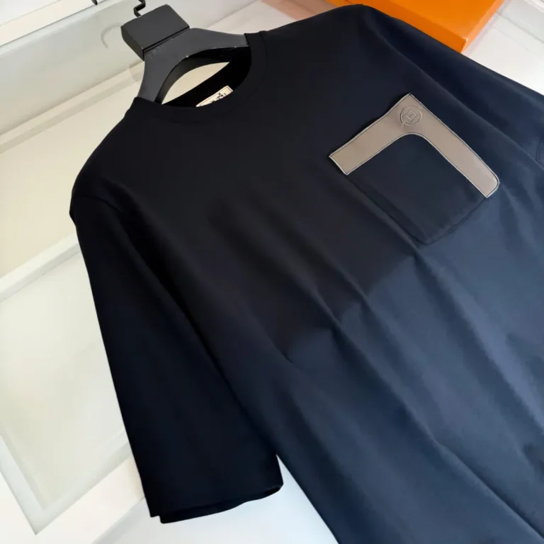 Hermès Leather Detail Pocket T-Shirt Black