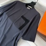 Hermès Leather Detail Pocket T-Shirt Gray 2