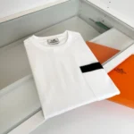 Hermès Leather Detail Pocket T-Shirt White 2
