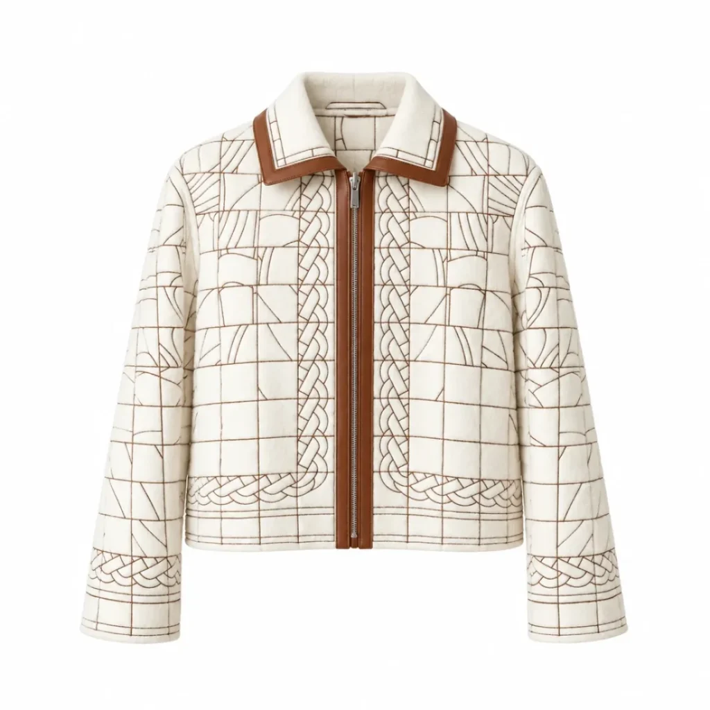 Hermès Mosaic Pattern Embroidered Zip Jacket