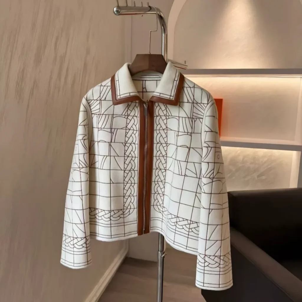 Hermès Mosaic Pattern Embroidered Zip Jacket 4