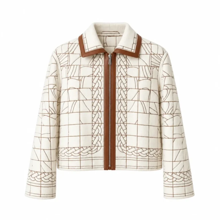 Hermès Mosaic Pattern Embroidered Zip Jacket