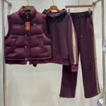 Loro Piana Signature Side-Stripe 3-Piece Tracksuit & Gilet Set Burgundy 2