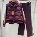 Loro Piana Signature Side-Stripe 3-Piece Tracksuit & Gilet Set Burgundy 3