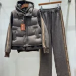 Loro Piana Signature Side-Stripe 3-Piece Tracksuit & Gilet Set Dark Gray (2)