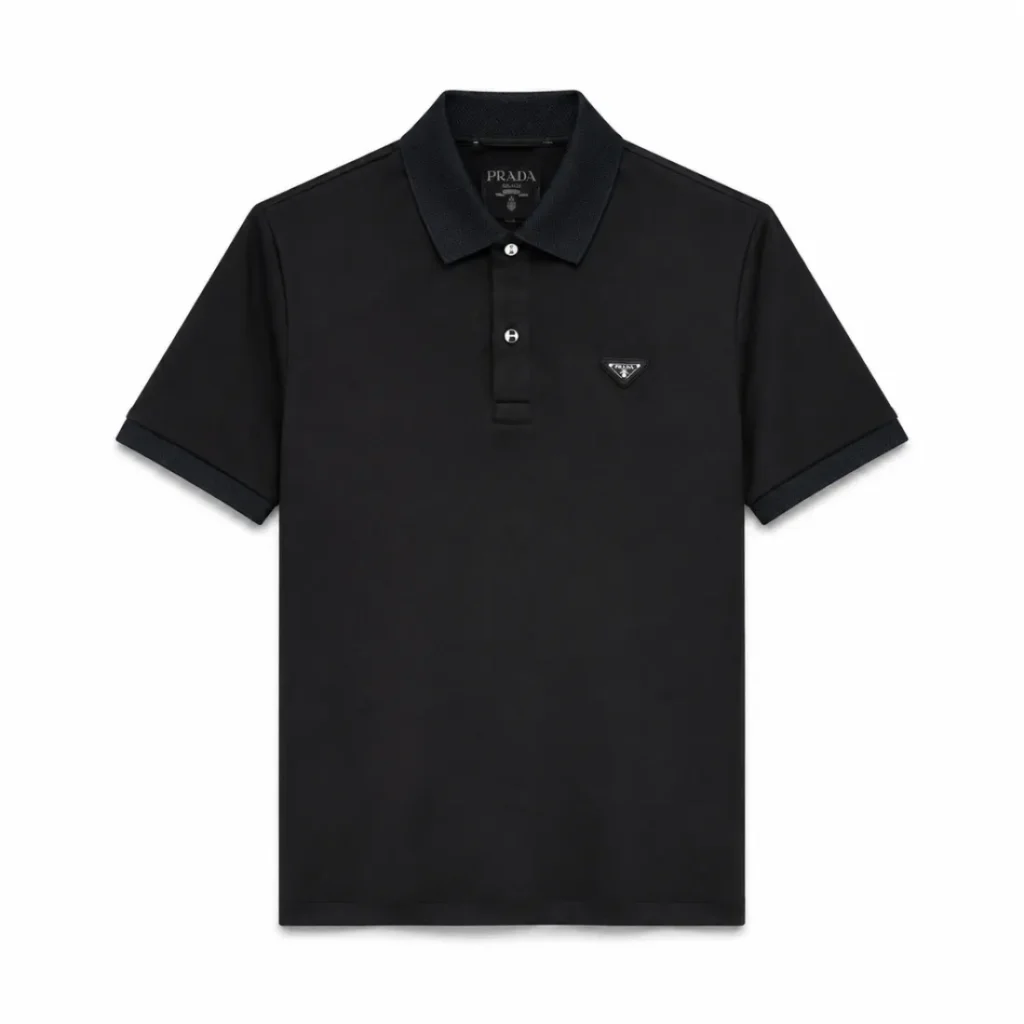 Prada Triangle Logo Piqué Polo Shirt