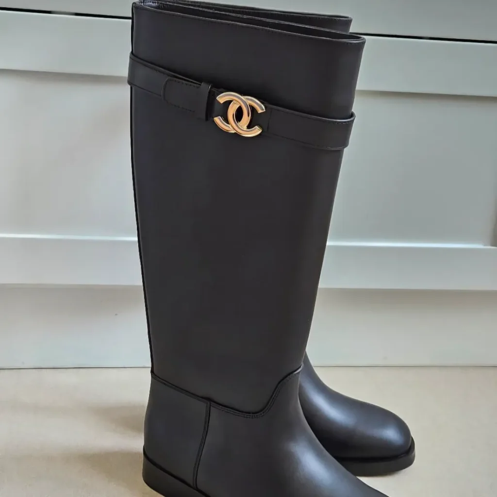 Chanel CC Buckle Leather Knee-High Boots 1