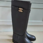 Chanel CC Buckle Leather Knee-High Boots 1