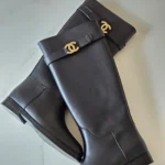 Chanel CC Buckle Leather Knee-High Boots 2