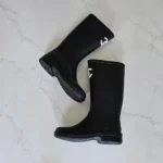 Chanel CC Logo Caoutchouc High Rain Boots Black 1