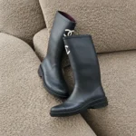 Chanel CC Logo Caoutchouc High Rain Boots Black 2