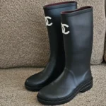 Chanel CC Logo Caoutchouc High Rain Boots Black 3